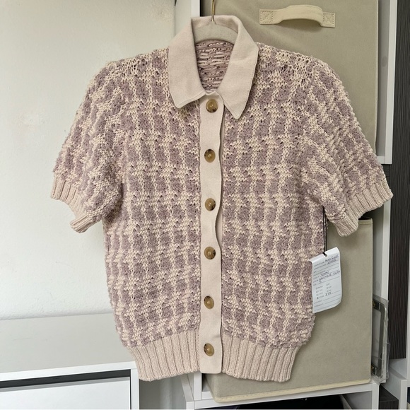 Anine Bing Sweaters - NWT Anine Bing Tommy Cardigan Sweater in Lavender and Cream